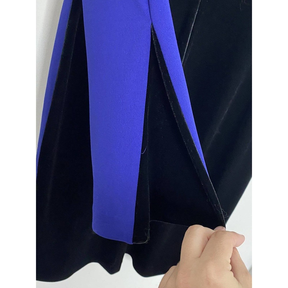 Donna Karan New York Velvet Black & Blue Long Sleeve Colorblock Dress Size 10 O1 - Picture 5 of 6